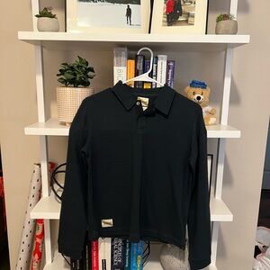 Tracksmith Fells Button Up Navy Wool Blend